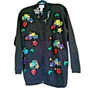 Quacker‎ Factory L Fairy Angels Wishes Come True Embroidered Sweater Vintage